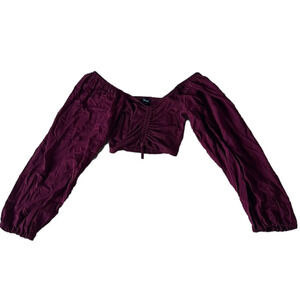 Size medium forever 21 maroon cropped long sleeve with ruched front